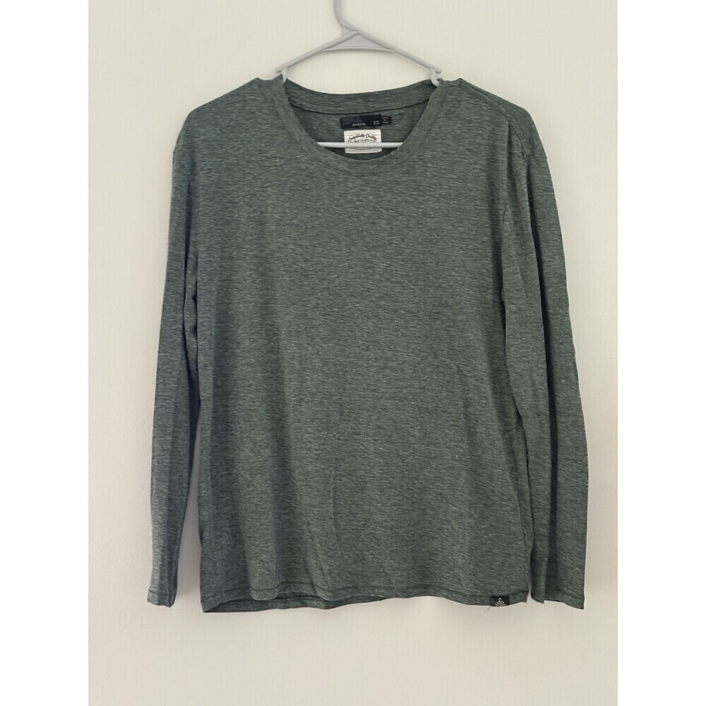 prAna MEN'S XS Olive GREEN Heathered  LONG SLEEVE Shirt #2579 Athleisure workout